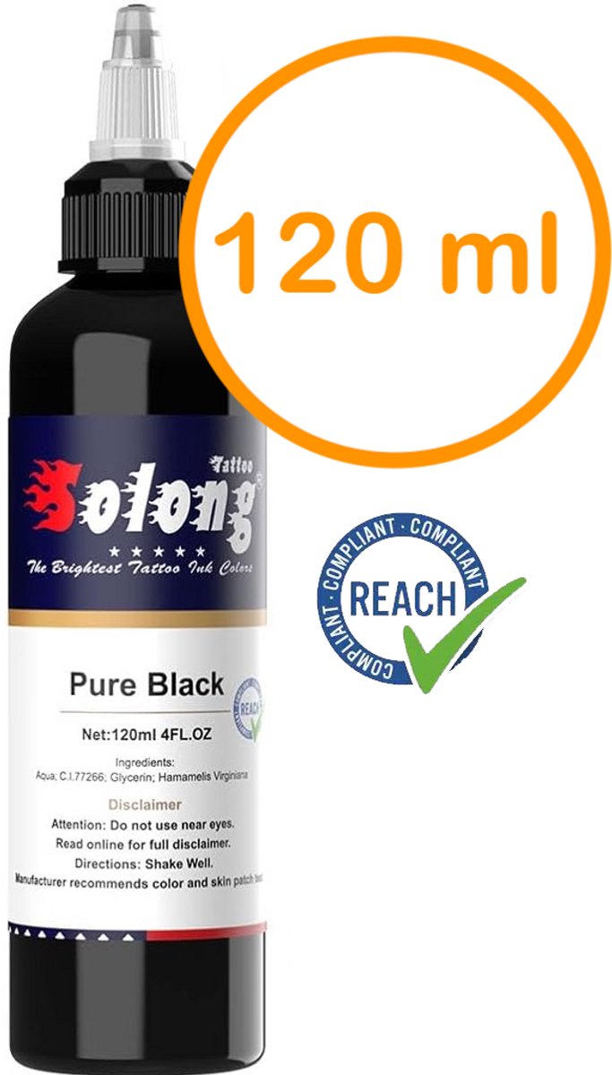 Professionele Pure Black Tattoo Inkt – 120ml – REACH Compliant