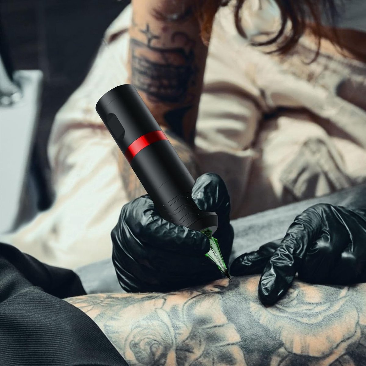 Complete Draadloze Tattoo Set | OLED Display + 40 Cartridges