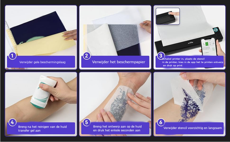 Draagbare Tattoo Stencil Printer | Werkt met iOS, Android, Windows en Mac