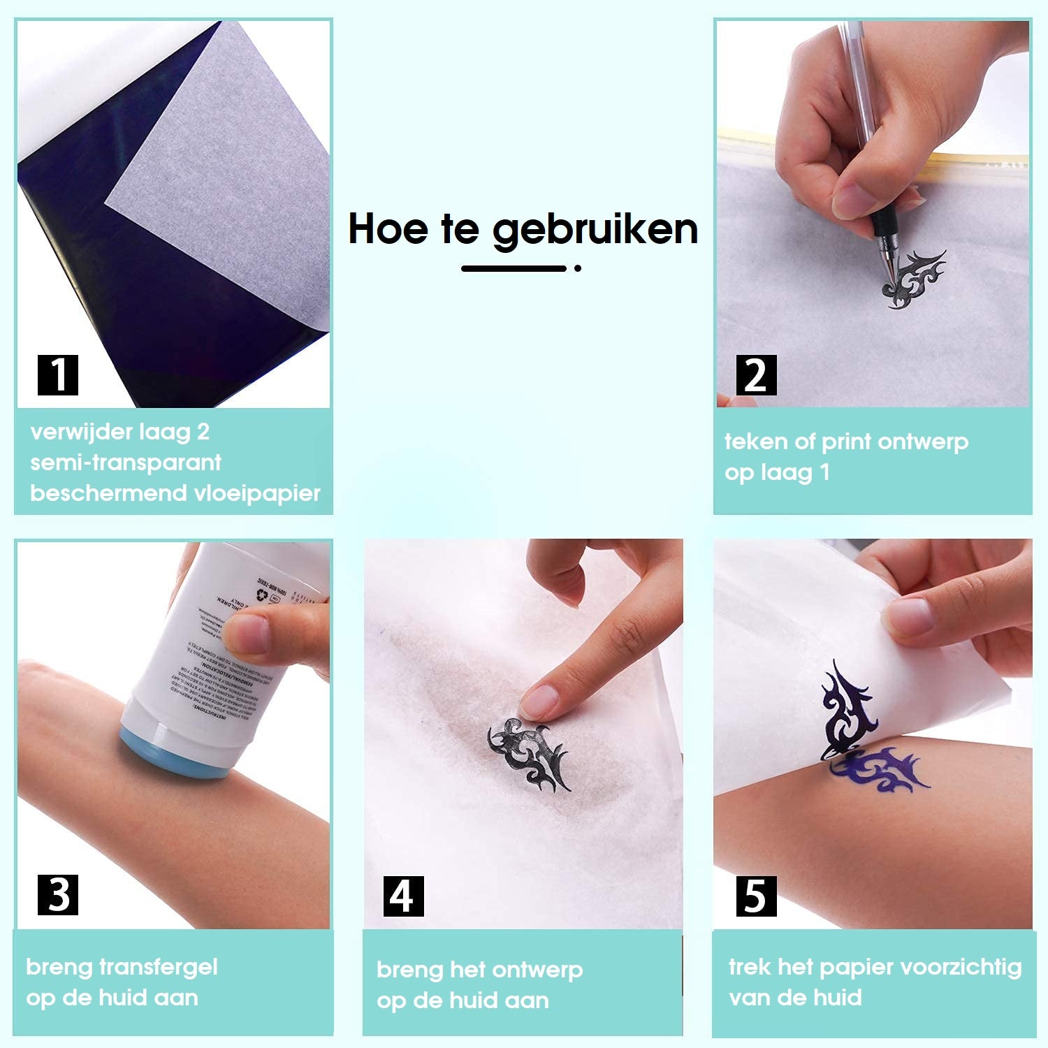 10x Tattoo Stencil Transferpapier A4 Formaat | 4-laags Carbon Tattoo Stencils